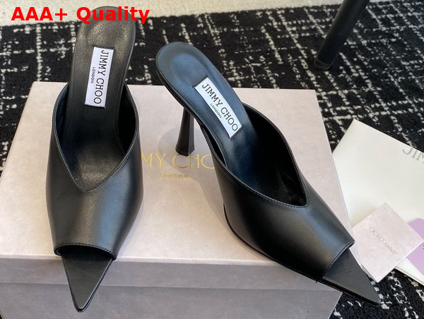 Jimmy Choo Maryanne Mule 100 Black Calf Leather Pointed Toe Mules Replica