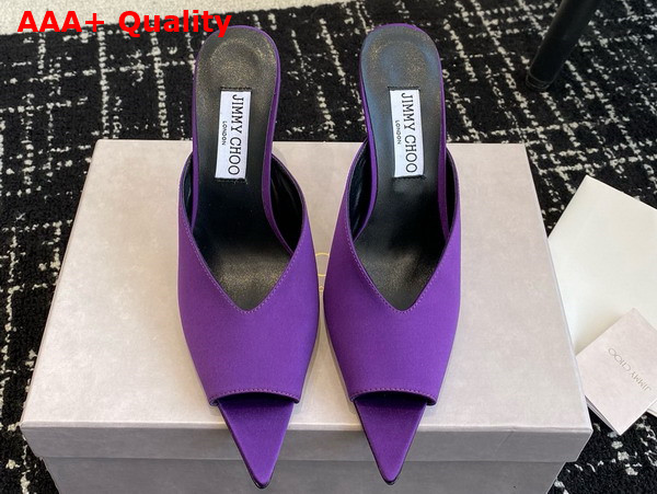 Jimmy Choo Maryanne Mule 100 Purple Satin Pointed Toe Mules Replica