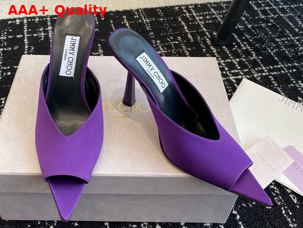 Jimmy Choo Maryanne Mule 100 Purple Satin Pointed Toe Mules Replica