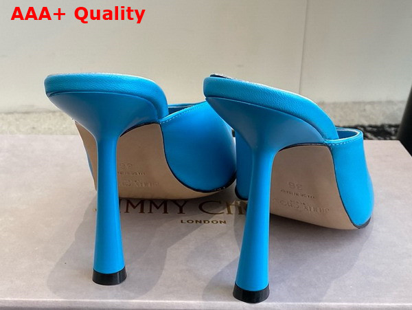 Jimmy Choo Maryanne Mule 100 Sky Blue Calf Leather Pointed Toe Mules Replica