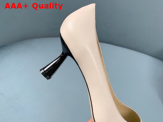 Jimmy Choo Rene 65 Latte Nappa Leather Pointed Pumps with Logo Woven Ribbon Replica