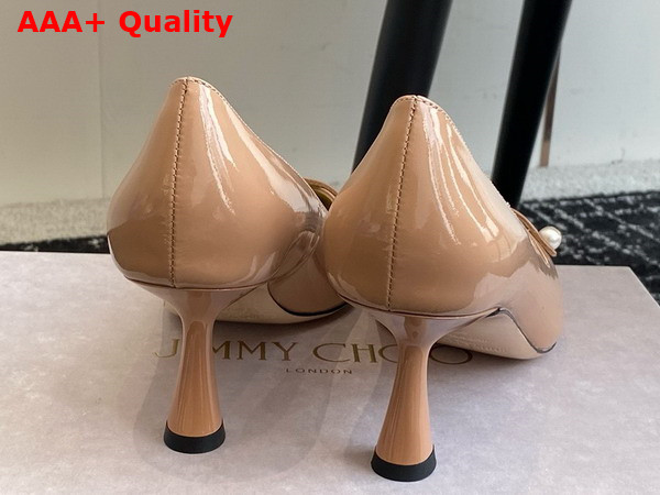 Jimmy Choo Rosalia 65 Ballet Pink Patent Pointed Pumps with Pearl Detail Replica