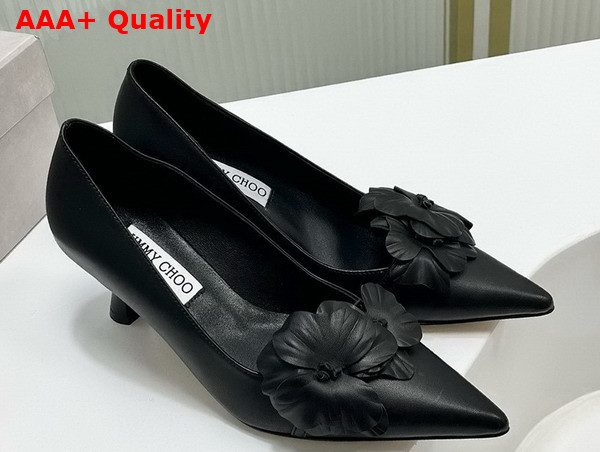 Jimmy Choo Rosalia Flowers 65 Black Nappa Leather Pumps with Flowers Replica