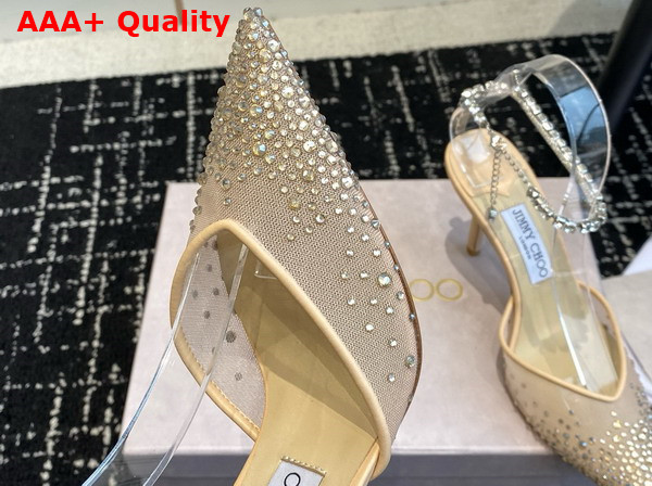 Jimmy Choo Saeda 100 Gold Mesh Pumps with Crystals Replica