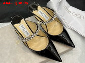 Jimmy Choo Saeda 85 Black Patent Leather Pumps with Crystal Embellishment Replica