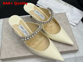 Jimmy Choo Saeda 85 Linen Patent Leather Pumps with Crystal Embellishment Replica