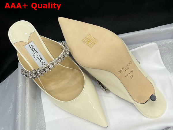 Jimmy Choo Saeda 85 Linen Patent Leather Pumps with Crystal Embellishment Replica