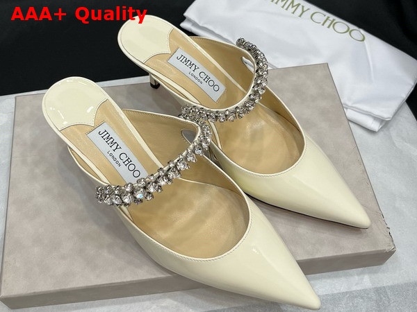 Jimmy Choo Saeda 85 Linen Patent Leather Pumps with Crystal Embellishment Replica