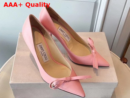 Jimmy Choo Scarlette 85 Pink Leather Pumps with Bow Detail Replica