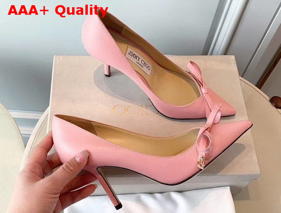 Jimmy Choo Scarlette 85 Pink Leather Pumps with Bow Detail Replica