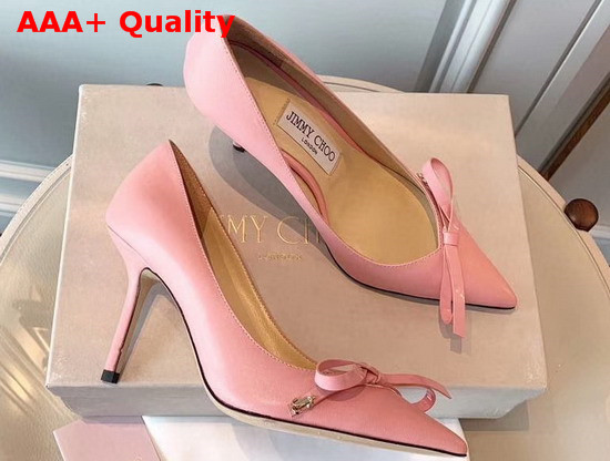 Jimmy Choo Scarlette 85 Pink Leather Pumps with Bow Detail Replica