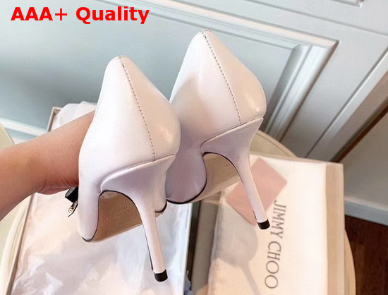 Jimmy Choo Scarlette 85 White Leather Pumps with Bow Detail Replica