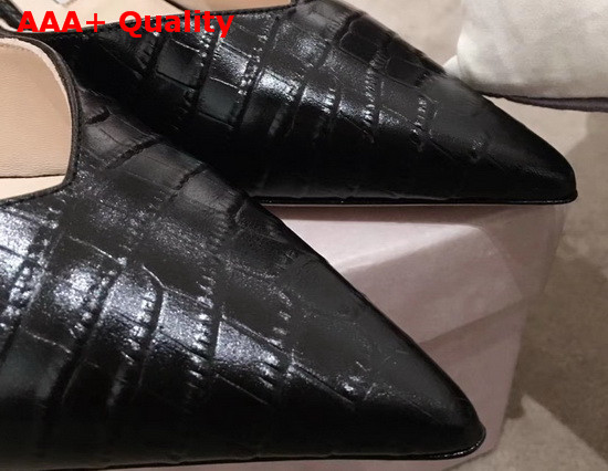 Jimmy Choo Thandi 65 Black Croc Embossed Leather Slingback Pumps with JC Emblem Replica