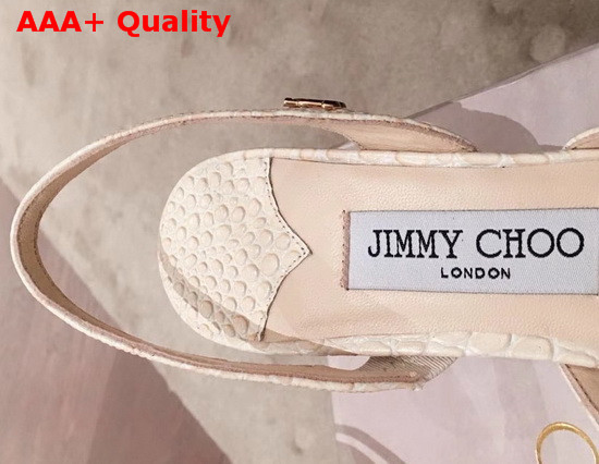 Jimmy Choo Thandi 65 Sand Croc Embossed Leather Slingback Pumps with JC Emblem Replica