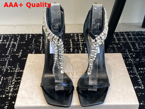 Jimmy Choo Verity Sandal 100 Black Vintage Metallic Leather Sandals Replica