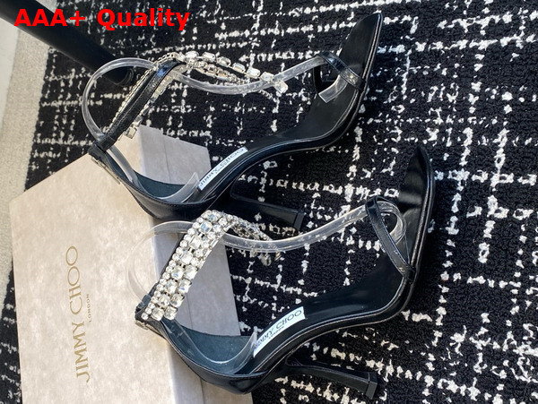 Jimmy Choo Verity Sandal 100 Black Vintage Metallic Leather Sandals Replica