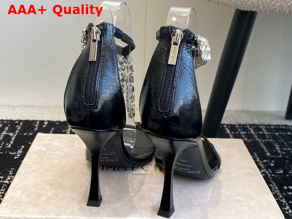 Jimmy Choo Verity Sandal 100 Black Vintage Metallic Leather Sandals Replica