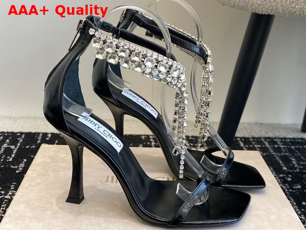 Jimmy Choo Verity Sandal 100 Black Vintage Metallic Leather Sandals Replica