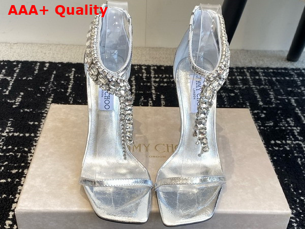 Jimmy Choo Verity Sandal 100 Silver Vintage Metallic Leather Sandals Replica