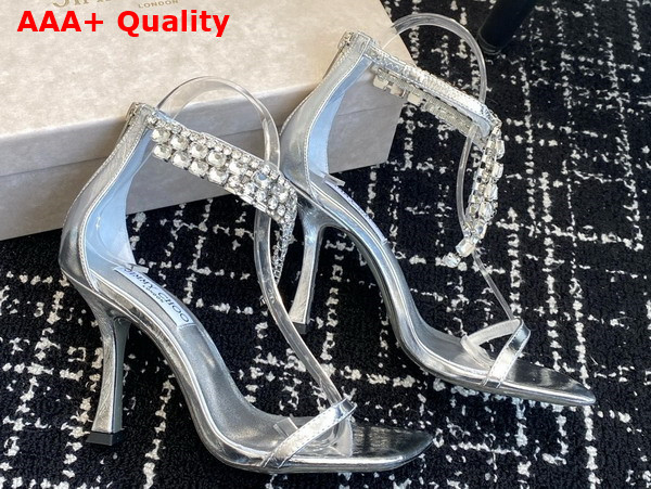 Jimmy Choo Verity Sandal 100 Silver Vintage Metallic Leather Sandals Replica