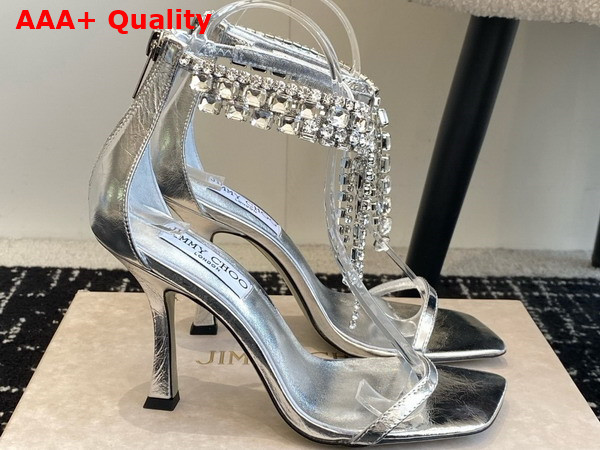 Jimmy Choo Verity Sandal 100 Silver Vintage Metallic Leather Sandals Replica