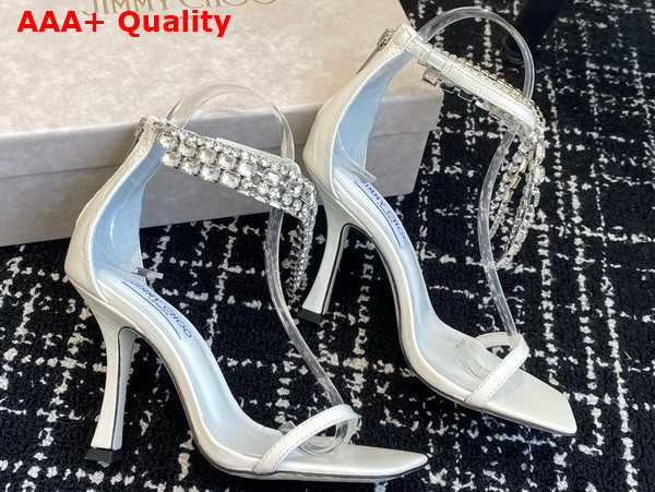 Jimmy Choo Verity Sandal 100 White Vintage Metallic Leather Sandals Replica