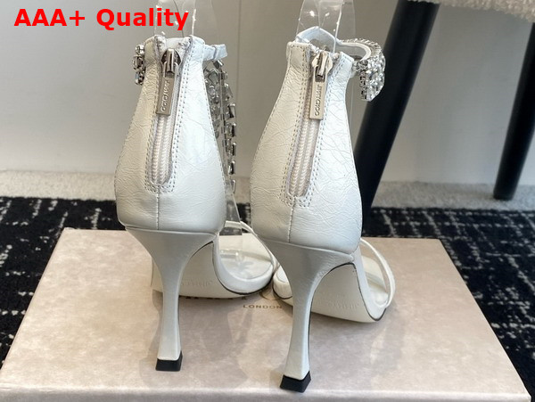 Jimmy Choo Verity Sandal 100 White Vintage Metallic Leather Sandals Replica