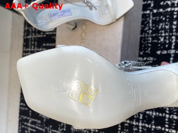 Jimmy Choo Verity Sandal 100 White Vintage Metallic Leather Sandals Replica