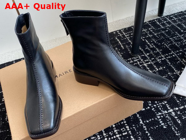 Lemaire Piped Zipped Boots in Black Soft Leather Replica