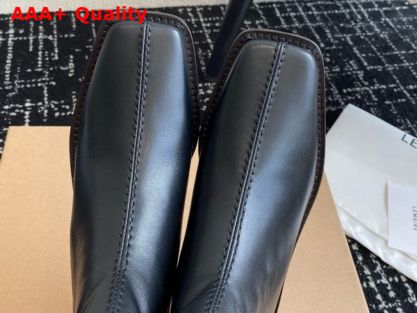 Lemaire Piped Zipped Boots in Black Soft Leather Replica