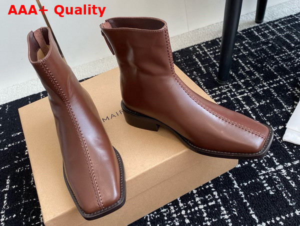 Lemaire Piped Zipped Boots in Dark Brown Soft Leather Replica