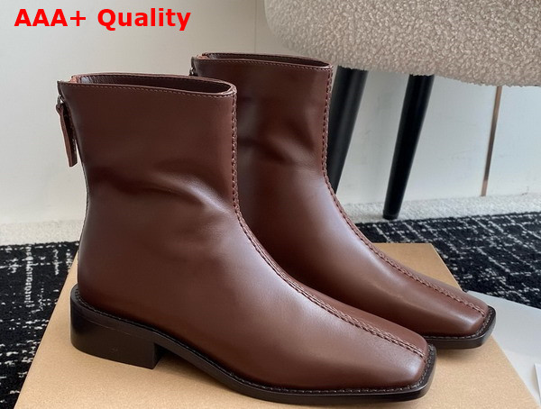 Lemaire Piped Zipped Boots in Dark Brown Soft Leather Replica