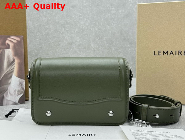 Lemaire Ransel Mini Satchel Khaki Glossy Leather Replica