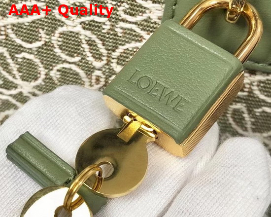 Loewe Amazona 19 Square Bag in Jacquard and Calfskin Green Avocado Green Replica