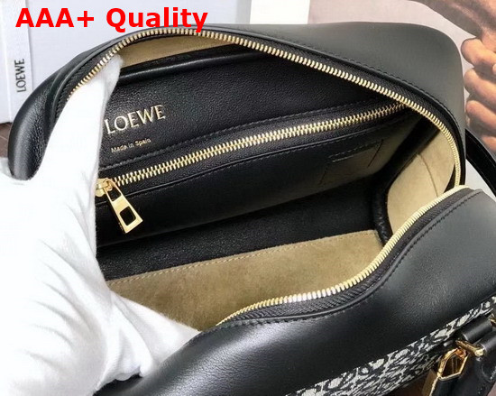 Loewe Amazona 19 Square Bag in Jacquard and Calfskin Navy Black Replica