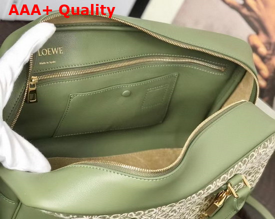 Loewe Amazona 28 Bag in Jacquard and Calfskin Green Avocado Green Replica