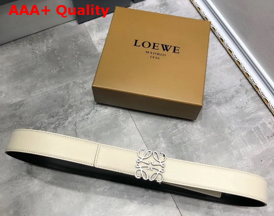 Loewe Anagram Belt 32cm Beige and Black Calfskin Replica