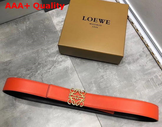 Loewe Anagram Belt 32cm Orange and Black Calfskin Replica