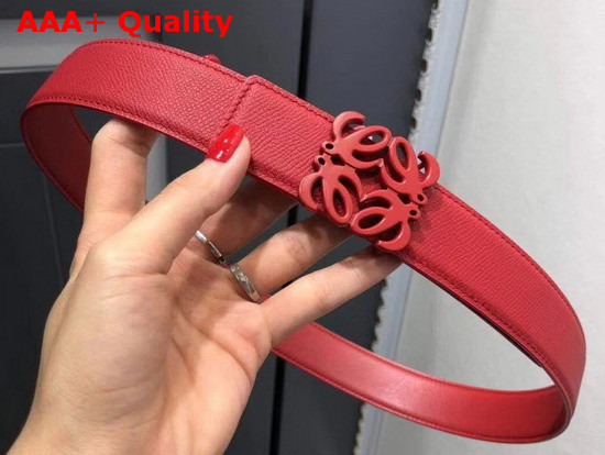 Loewe Anagram Belt 32cm Red Grained Calfskin Replica