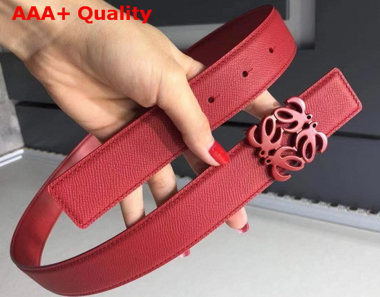 Loewe Anagram Belt 32cm Red Grained Calfskin Replica