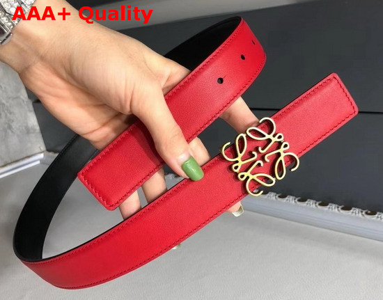 Loewe Anagram Belt 32cm Red and Black Calfskin Replica