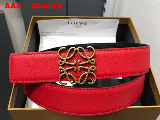 Loewe Anagram Belt 32cm Red and Black Calfskin Replica