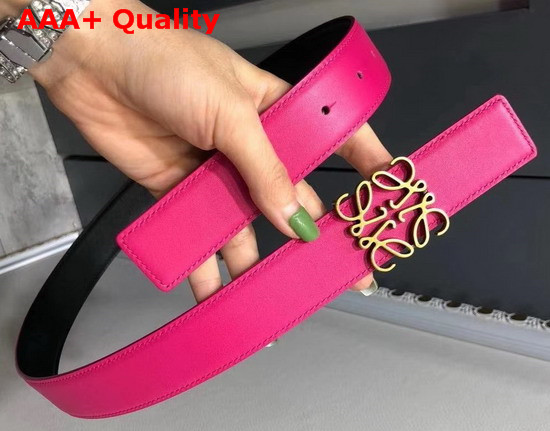 Loewe Anagram Belt 32cm Rose and Black Calfskin Replica