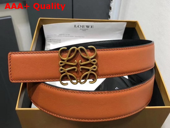 Loewe Anagram Belt 32cm Tan and Black Calfskin Replica