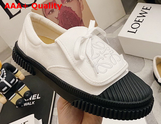 Loewe Anagram Flap Sneaker in Soft White Canvas Replica