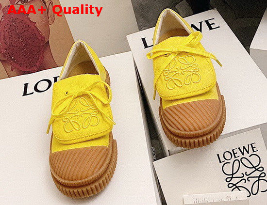 Loewe Anagram Flap Sneaker in Yellow Canvas Replica