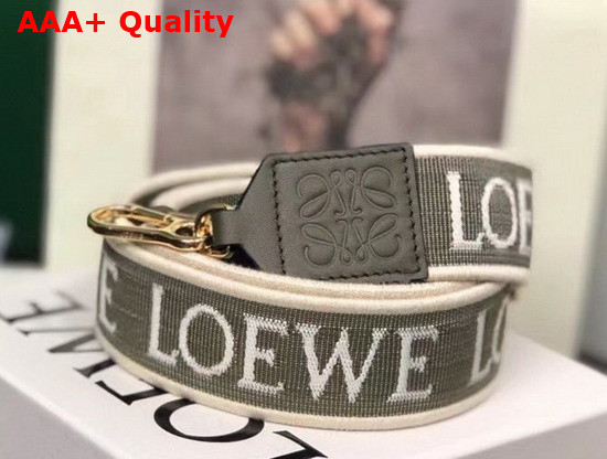 Loewe Anagram Strap in Jacquard and Calfskin Green Avocado Green Replica