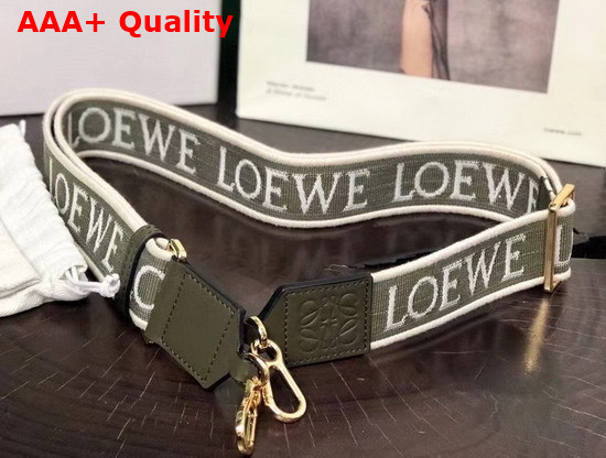 Loewe Anagram Strap in Jacquard and Calfskin Green Avocado Green Replica