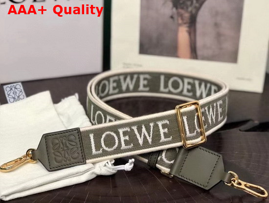 Loewe Anagram Strap in Jacquard and Calfskin Green Avocado Green Replica