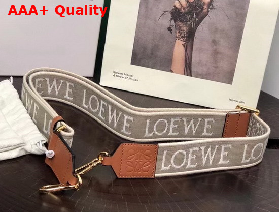 Loewe Anagram Strap in Jacquard and Calfskin Natural Tan Replica